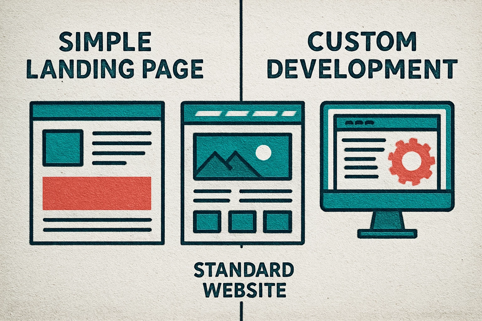 Comparativa visual de diferentes tipos de sitios web para negocios en México